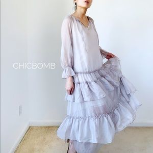 DREAMY RUFFLES LONG DRESS. LAVENDER